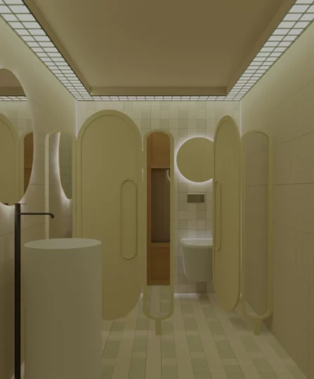 Shared restroom - jellyfish co-living capsule hotel batumi