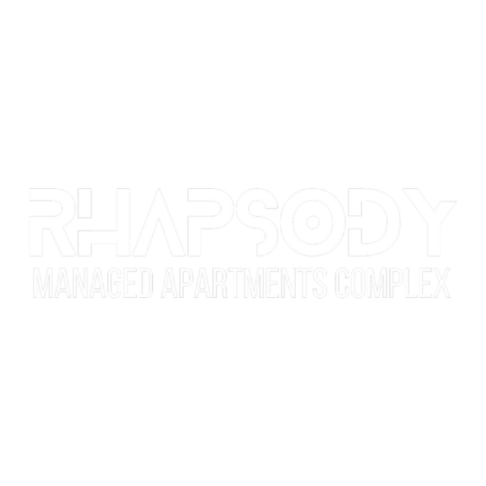 Rhapsody managed airbnb apartments complex logo